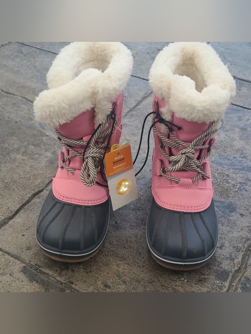 New! Cat & Jack Denver Kit waterproof leather faux fur gray pink Girls boots